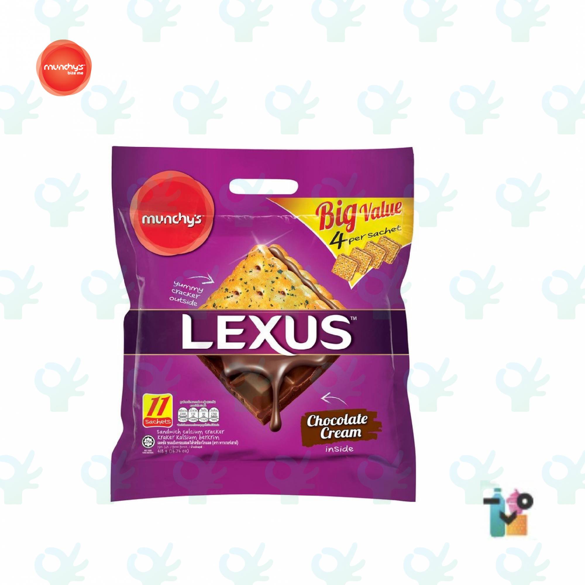 Munchy s Lexus Chocolate Cream Peanut Butter Sandwich Calcium Cracker 
